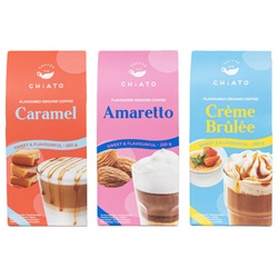 Gemahlener Kaffee-Set CHiATO Amaretto & Caramel & Crème Brûlée, 3 x 250 g