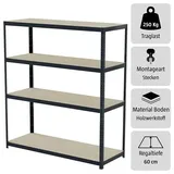 Regalux Schwerlastregal R250  (H x B x T: 180 x 160 x 60 cm, Traglast pro Boden: 250 kg, Anzahl Böden: 4 Stk., Stecken, Grau)