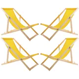 4x Liegestuhl Gartenliege Strandliege Holz Gelb