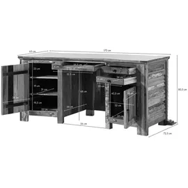 MASSIVMOEBEL24.DE Schreibtisch NATURE OF SPIRIT mehrfarbig