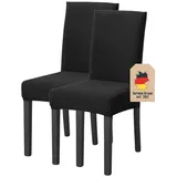 Intirilife 2x Elastischer Stuhlhusse Stuhlüberzug in GEMUSTERT SCHWARZ mit 38 - 45 cm Sitzfläche und 45 - 65 cm Lehnenhöhe
