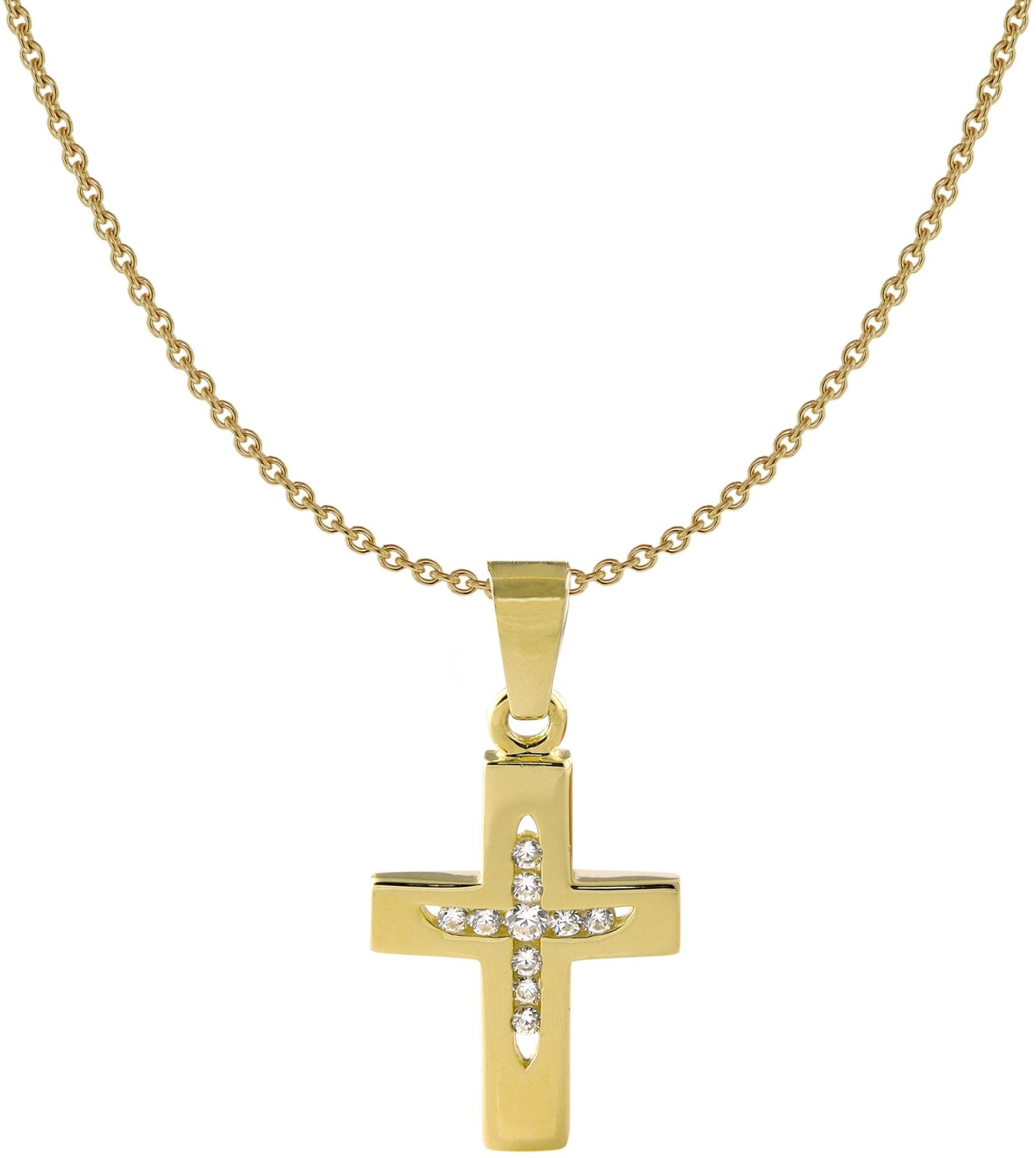 Acalee 50-1013 Mädchen-Halskette mit Kreuz Gold 333 / 8K Kinder-Schmuck, 38 cm