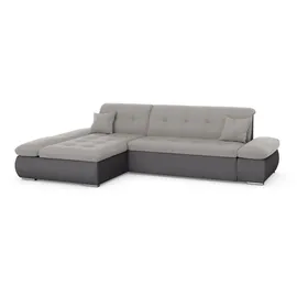DOMO collection Eckcouch Kunstleder 3-Sitzer Grau/Silber