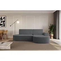 altdecor Eckcouch Cord 2-Sitzer Dunkelgrau