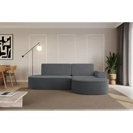altdecor Eckcouch Cord 2-Sitzer Dunkelgrau