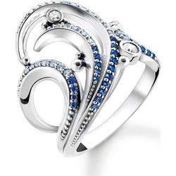 Thomas Sabo, Ring, Ring Welle mit Blauen Steinen, (54, 925 Silber)