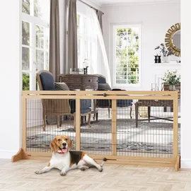 PawHut Hunde Absperrgitter Holz verstellbar 104-183 x 36 x 69 cm Braun