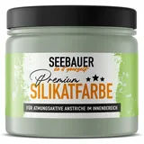 SEEBAUER diy Silikatfarbe Hellgrün 300ml für Innen (No. 766 Ocean Grass) Atmungsaktive Mineralfarbe für Allergiker - Abwaschbare Wandfarbe - Grüntöne hohe Deckkraft