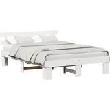 SYFAXTM Bettrahmen mit Kopfteil Weiß 160 x 200 cm Massives Kiefernholz