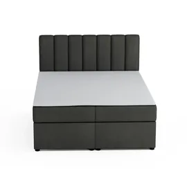 dein schlaf 24 Boxspringbett ROCK 160x200 Velour Anthrazit H4 - Dunkelgrau
