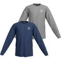 H.I.S. Langarmshirt "2er Pack Shirts mit Logoprint für Jungen", Jungen, Gr. 140/146, grau (marine, anthrazit meliert), Jersey, Obermaterial: 100% Baumwolle. Obermaterial Melange: 60% Baumwolle, 40% Polyester, unifarben, Basic, Shirts Langarmshirt, Für TEENS.