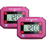 VENTON [ Test SEHR GUT, Note 1.1 Elektronische Digitale Parkscheibe mit Zulassung, Automatische elektrische Parkuhr, Auto Zubehör Innenraum (1 Rosa Parkscheibe mit Zusatzbatterie)