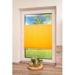 K-HOME Plissee »Klemmfix Pisa«, Lichtschutz, ohne Bohren, verspannt, Crushed-Optik, 70613440-8 gelb
