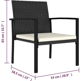 vidaXL Gartenstuhl 59,2 x 67,7 x 38,2 cm schwarz 4 St.