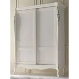 Casa Padrino Kleiderschrank Luxus Barock Schlafzimmer Schrank Weiß / Silber - Massivholz Kleiderschrank mit 2 Schiebetüren im Barockstil - Schlafzimmer Möbel - Barock Möbel - Luxus Qualität - Made in Italy