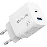 Sonero USB-C & USB-A GaN Ladegerät, 2 Port - 33W PD - weiß