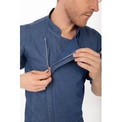 Chef Works® Kochjacke GRAMERCY LIGHT & 100% Baumwolle, Urban, Reißverschluss, Denimblue, Größe M