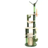 fudajo Kratzbaum im Kaktusdesign 172 cm, Katzenkratzbaum mit Katzenhaus und Liegemulde, Katzenbaum mit Sisal, Katzenmöbel mit Spielbälle
