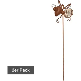 star trading deutschland gmbh LED Solar-Dekoleuchten Oxida Bienen Dämmerungssensor 2er Set rost 51cm