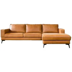 KAWOLA Sofa BLOOM Recamiere rechts Leder cognac