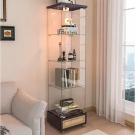 modfu Vitrine Schwarz, Holzwerkstoff, 42.5x167x36.5 cm Wohnzimmer, Wohnwände, Vitrinenschränke