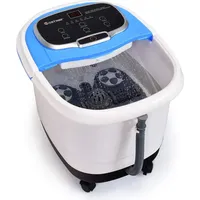 Goplus Fußmassagegerät klappbar, Fußbadewanne mit Massage & Heizung, Rollbar, 10-60 Min. Timer, 35-48 °c, Abnehmbares Massage-brett, zur Entspannung & Schmerzlinderung (blau