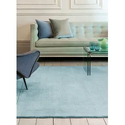 Kadima Design Wollteppich handgewebt strukturiert  200x290cm, Florhöhe 0,9cm, Gesamthöhe 1,9cm  Hellblaugrün  strapazierfähig  Wohnbereich  STOW