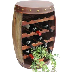 DanDiBo Weinregal Weinfass 1546 Fass aus Holz 70cm Flaschenständer Regal Antikbraun Bar