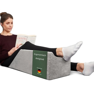 Well B4 Venenkissen zum Beine hochlagern - Beinhochlagerungskissen Beinauflage Keilkissen, Stützkissen für Beine & Knie ideal als Lymphkissen und Venenkeil grau