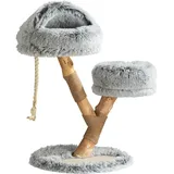 fudajo Kratzbaum Zweigdesign 80 cm grau/weiß