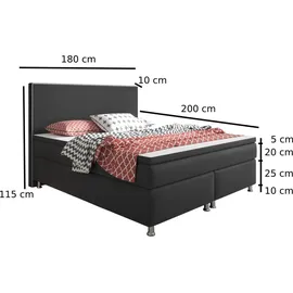 Inter Boxspringbett 180 x 200 cm H3 Anthrazit