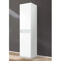 Kleiderschrank PRIESS "Madrid", weiß (weiß, weißglas), B:48cm H:193cm T:54cm, Holzwerkstoff, Schränke, mit farbiger Glasauflage