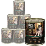 Dehner Wild Nature Hundefutter Unterholz, Nassfutter getreidefrei / zuckerfrei, für ausgewachsene Hunde, Wildschwein, 6 x 800 g Dose (4.8 kg)