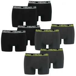 HEAD Herren Boxershort Basic Boxer 4er 6er 8er Multipack in M Schwarz 005 &  Schwarz / Grün Punch 009