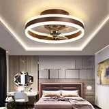 Wendbarer Deckenventilator, Leise, Mit Fernbedienung, 6 Geschwindigkeitsstufen, Schlafzimmer-deckenventilator Mit Moderner Beleuchtung, Wohnzimmer-deckenventilator, 48 W Dimmbare Led-deckenventilator,
