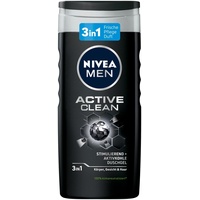 NIVEA MEN Active Clean Duschgel (250 ml), pH-hautfreundliche Pflegedusche mit maskulinem Duft, Männer Duschgel mit Aktivkohle für Körper, Gesicht und Haar