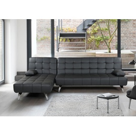 Mendler Schlafsofa HWC-K22, Couch Ecksofa Sofa, Liegefläche links/rechts Schlaffunktion 236cm ~ Kunstleder schwarz