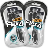 BIC Flex 4 Rasierer Herren, 2 x 3 Einwegrasierer mit je 4 Klingen, mit Aloe Vera & Vitamin E für eine sanfte Rasur