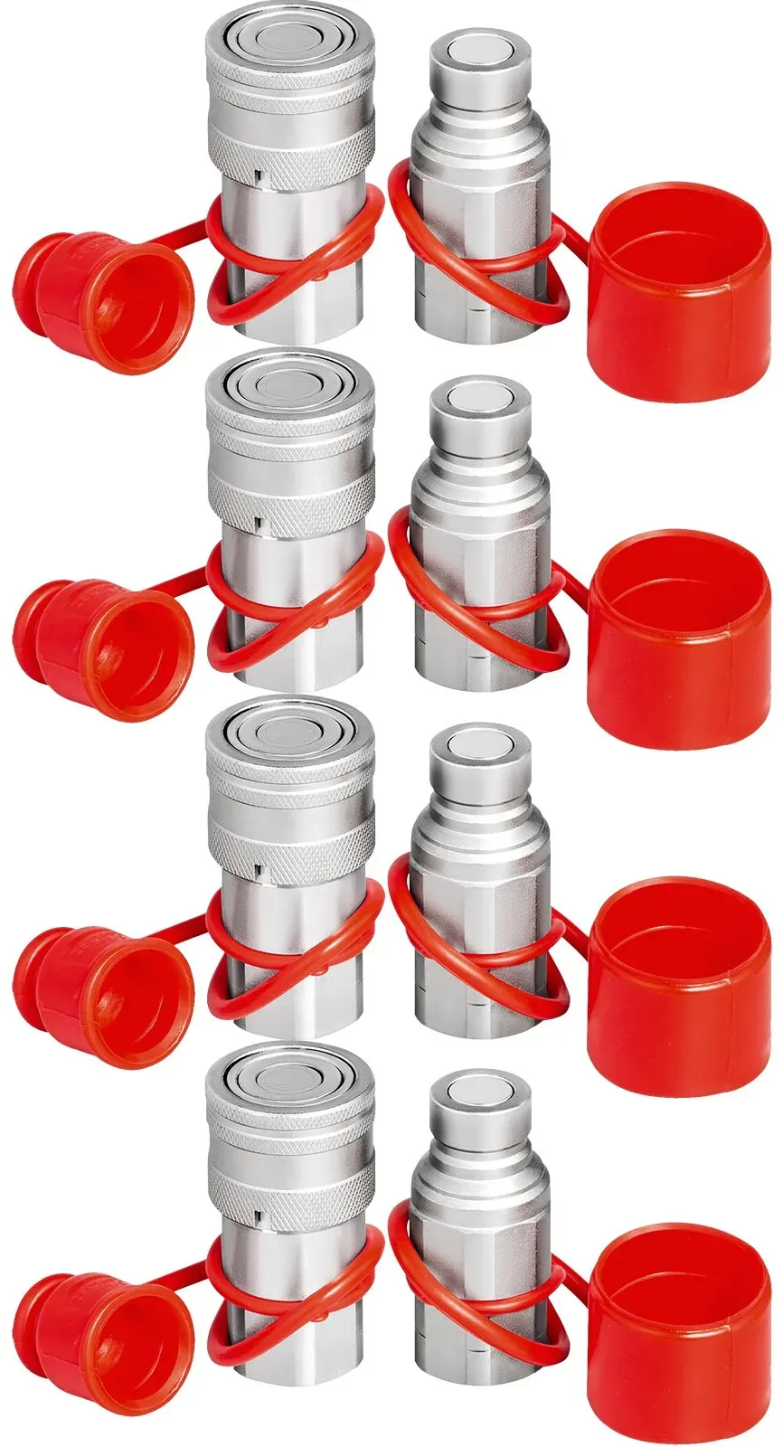 VEVOR Hydraulische Schnellkupplungen Kupplungssatz Schnellkupplung 4 Stk. 1/2 Zoll, Stahl & PVC Hydraulikkupplung Stecker Nicht Verformbar Korrosionsschutz Druckluftkupplung Schnellkupplung Stecker