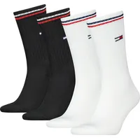 Socken TOMMY HILFIGER "TH UNI TJ SOCK 4P ICONIC", Damen, Gr. 39-42, schwarz-weiß (weiß, schwarz), Baumwollmischung, normal, Socken, Logo am Bündchen