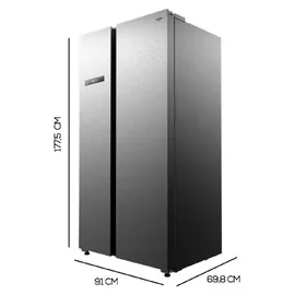 Cecotec Bolero Coolmarket SBS 592 Side-by-Side (592 l, 1775 mm hoch, Silber)