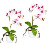 Kunstpflanze Orchidee Phalaenopsis Orchidee, Creativ green, Höhe 60 cm, im Keramiktopf rosa|weiß