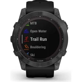 Garmin Fenix 7X Sapphire Solar schiefergraues DLC-Titan mit schwarzem Armband