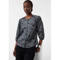 Comma, comma Popeline-Bluse mit Puffärmeln und All-Over-Leo-Print - 38