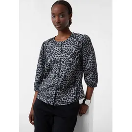 Comma, comma Popeline-Bluse mit Puffärmeln und All-Over-Leo-Print - 38