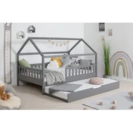 TICAA Hausbett Kay 100 x 200 cm Kiefer massiv weiß