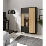 Forte Highboard »Fixsmile«, moderes Highboard, Glastüre, Softclose, Strukturfront, schwarz