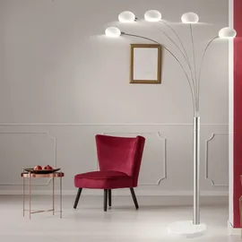 GLOBO Standlampe Stehleuchte dimmbar Glas Strahler Dimmer Stehlampe Wohnzimmer Modern, Marmorsockel, 5x E14, LxBxH 110 x 140 x 210 cm