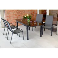 Merxx Amalfi Gartenmöbel Set 5-tlg. Ausziehtisch 200 x 90 cm grau