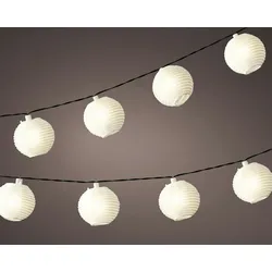 Lumineo LED Solar Lichterkette Lampions 3,5m Nylon Warmweiß